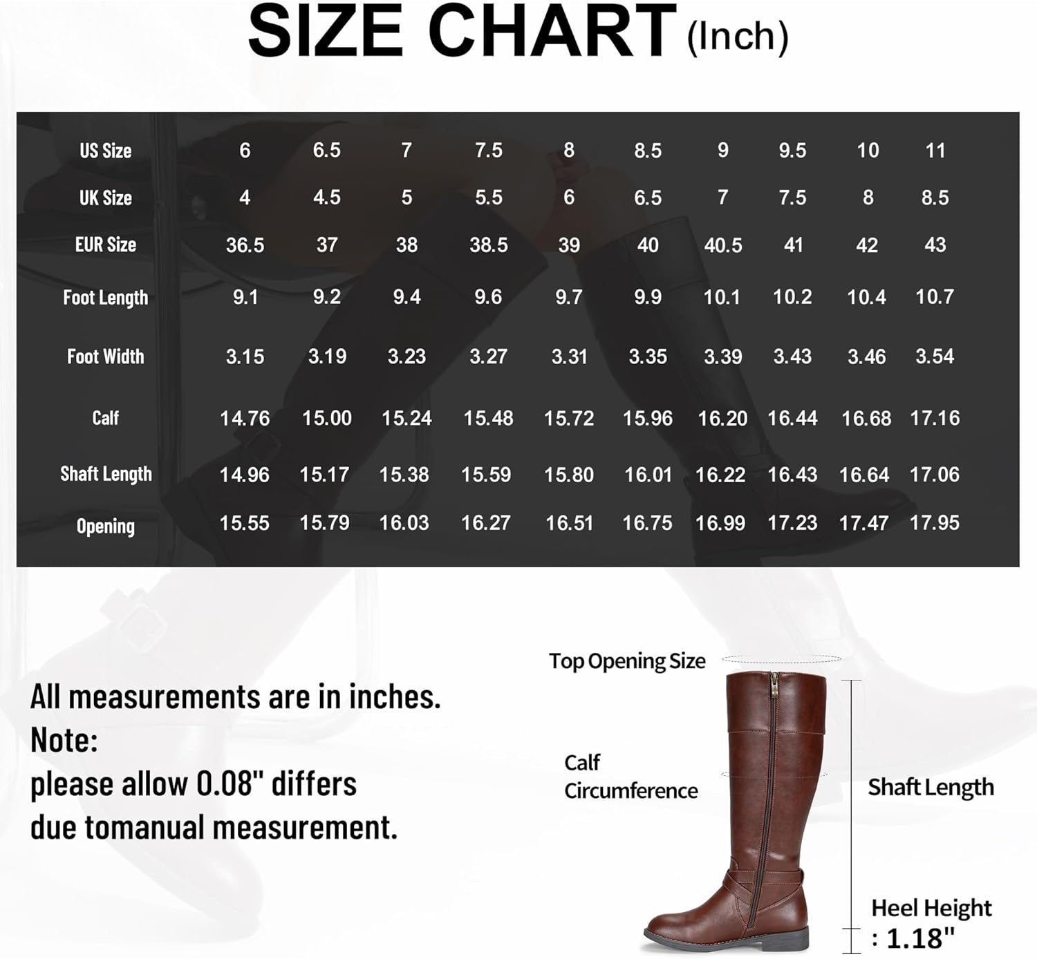 Vepose Women's 949 Knee High Boots,Tall Riding Boots Low Heel with Wide Calf and Wide Widths - Image 6