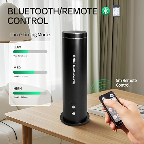Miniatura 3 de Difusor de aceite esencial sin agua para habitaciones grandes, cobertura de 1200 pies cuadrados con aplicación Bluetooth y control remoto con