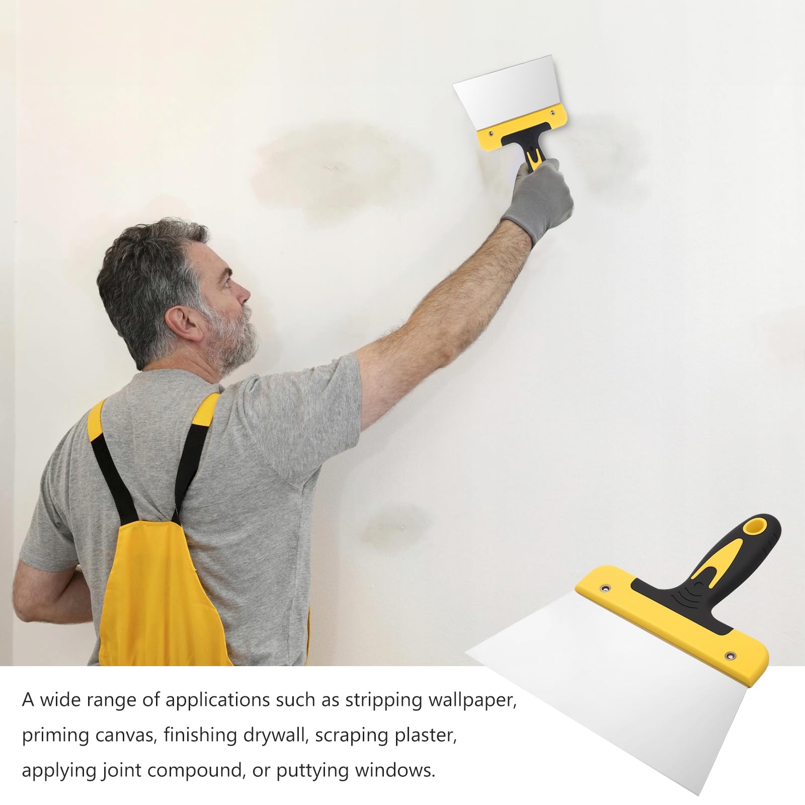 2 Pz Raschietto Muro, 200mm Raschietto per Vernice, Spatola per Stucco, Set di Spatole Flessibili per Cartongesso Raschiare Pareti Rimuovere Carta da Parati Stucco Decorazione Fai Da Te