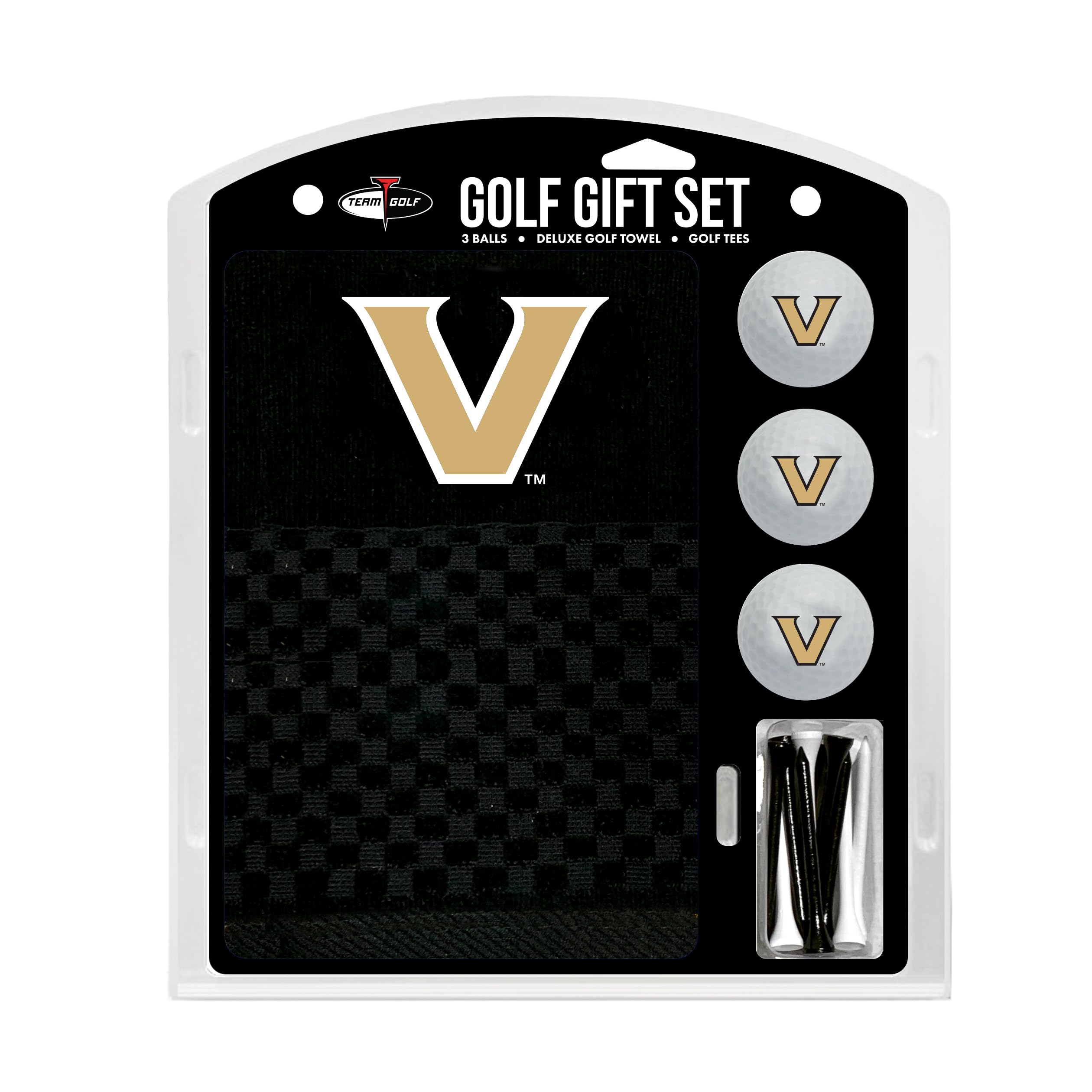 TEAM GOLF NCAA Vanderbilt Commodores Gift Set Embroidered Golf Towel, 3 Golf Balls, and 14 Golf Tees 2-3/4" Regulation, Tri-Fold Towel 16" x 22" & 100% Cotton โ image 1