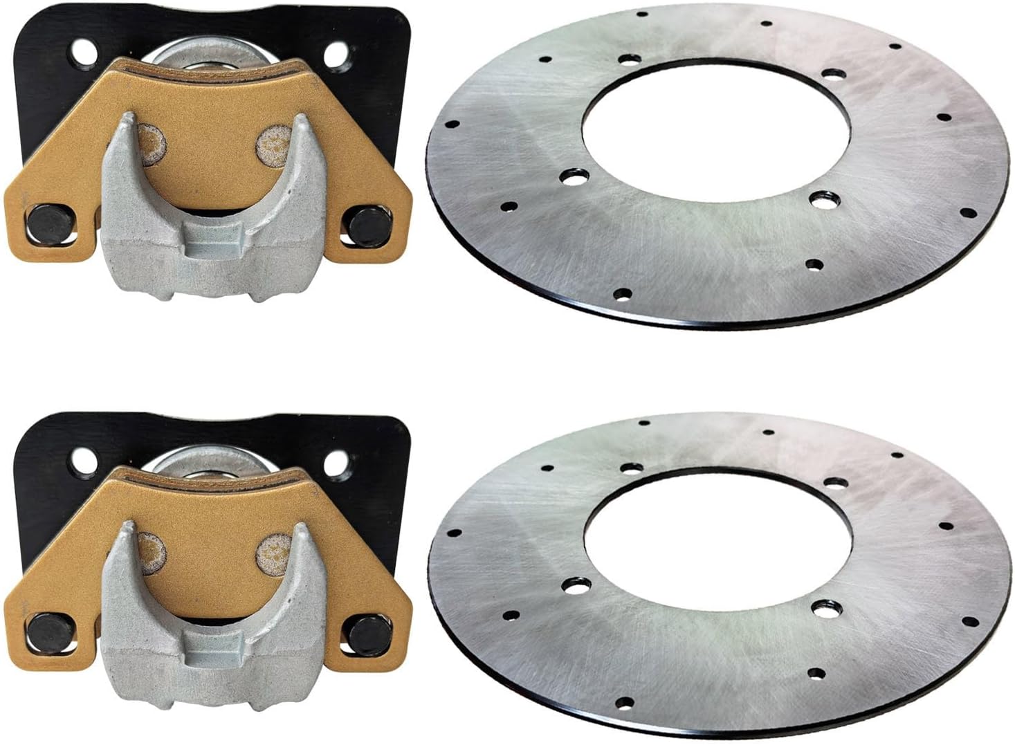 Front Left & Right Brake Calipers + Front Rear Brake Rotors Disc Set Compatible with Arctic Cat 250 300 366 400 450 500 650 700 1000 Thunder Cat OE # 1436-423 1436-422 1436-164 0402-009