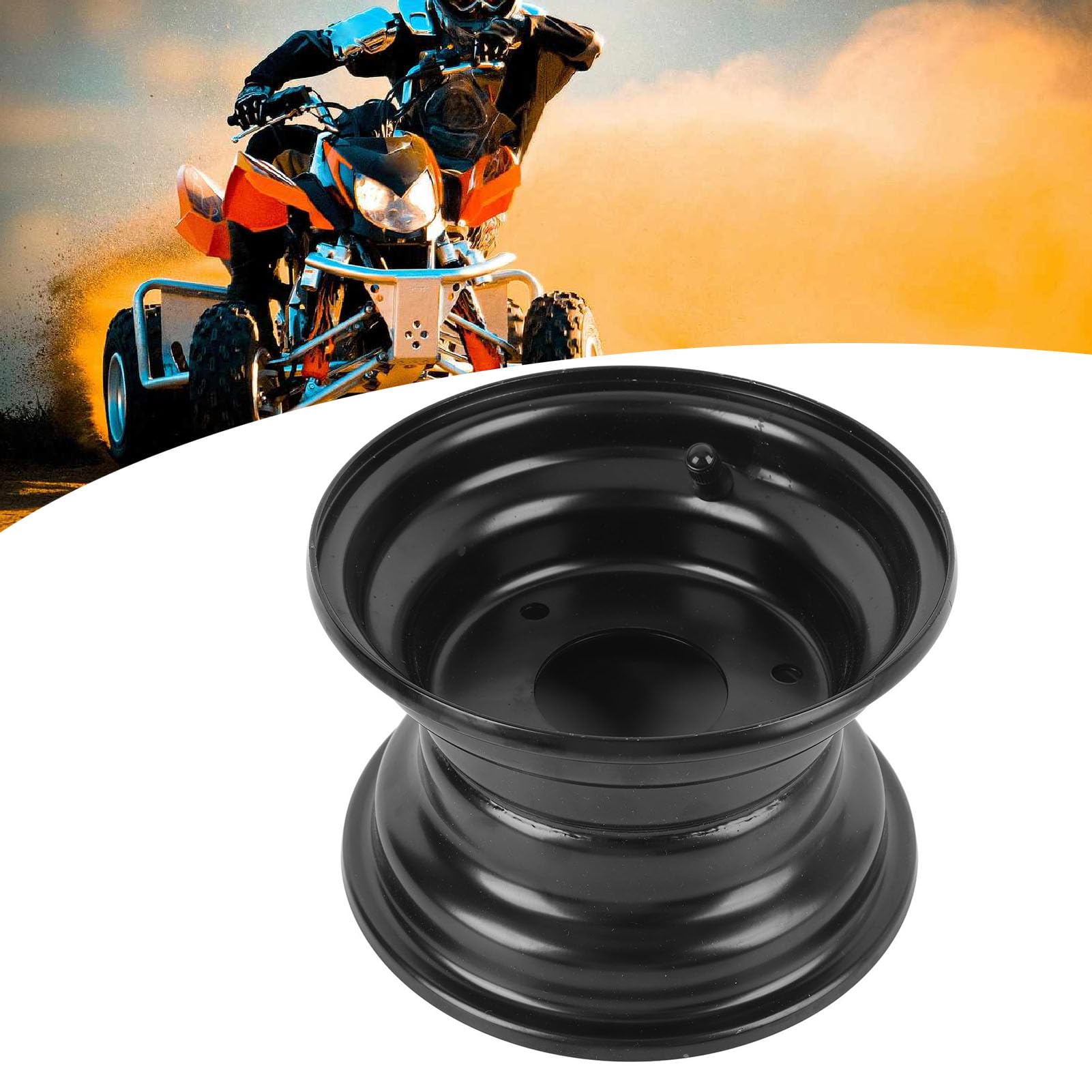 Aramox 6 Pollici Cerchio per Go Kart 145/70-6 Lega di Alluminio Nero Rivestimento Anti-Erosione Design a 3 Fori per ATV Quad Dirt Bike Ride on Mower