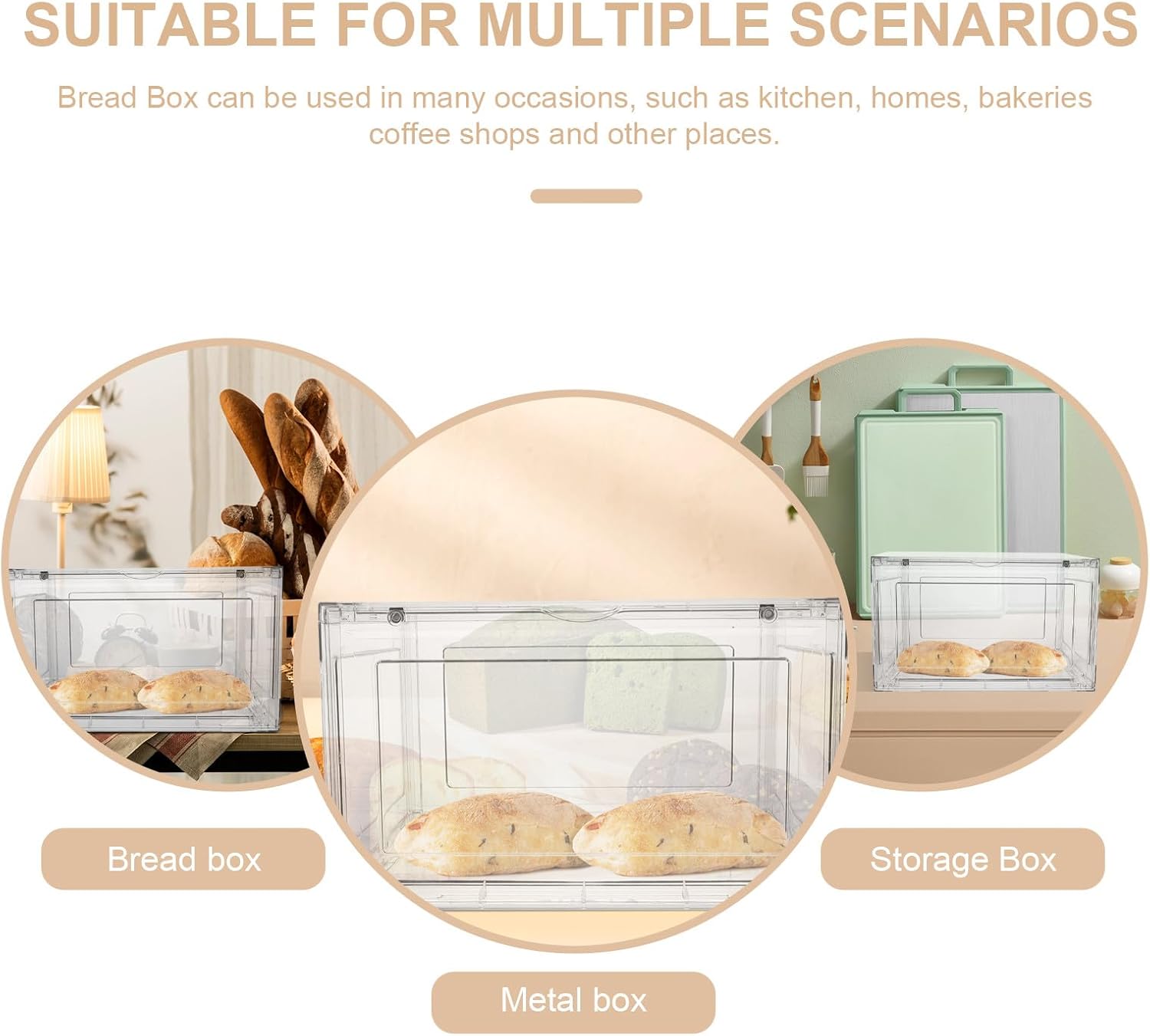 Large Capacity Bread Box Bread Storage Container Kitchen Countertop with Lid for Freshness Preservation