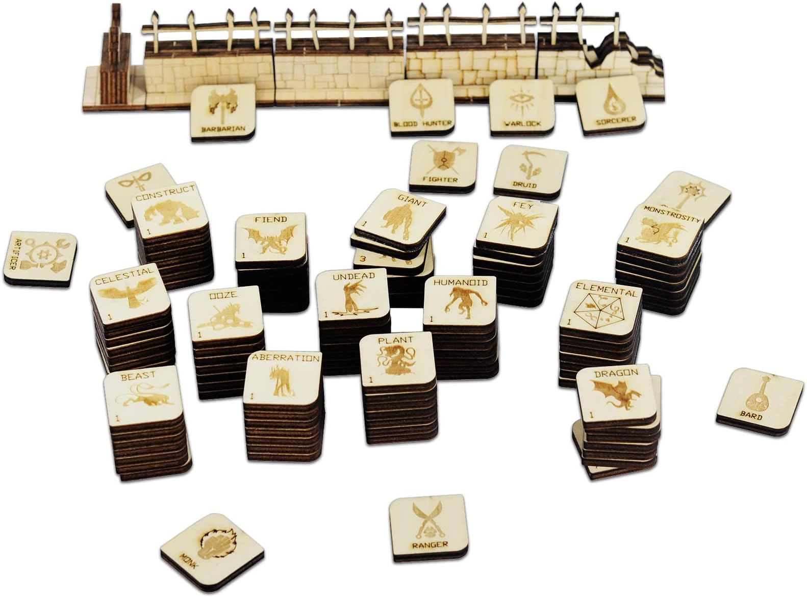 CZYY D&D Tabletop Game Tokens Fantasy RPG Hero and Monster Token Set of 112 Pieces Perfect for Dungeons & Dragons and Pathfinder (Wooden)