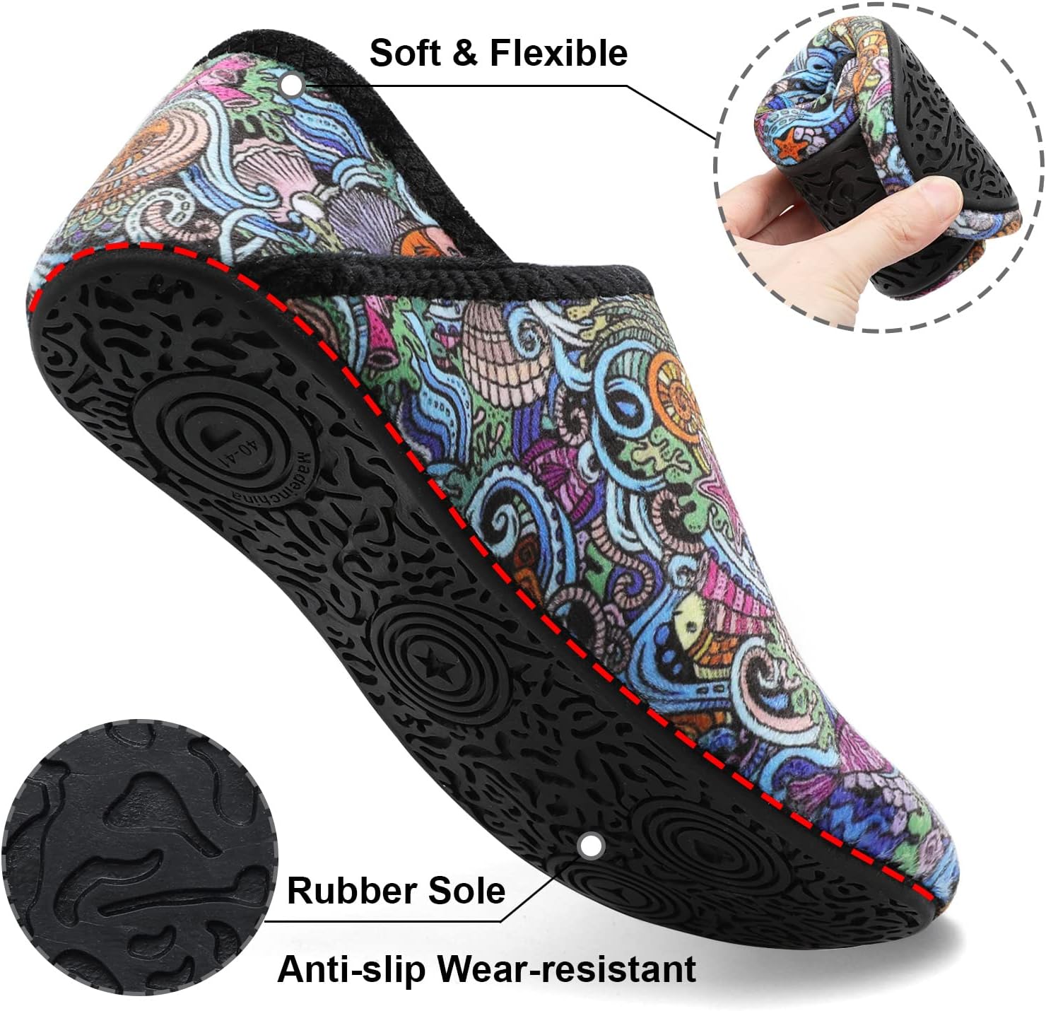 Fires Womens Mens Slippers with Rubber Sole Soft-Lightweight House Slipper Socks Around House Shoes Non Slip Indoor/Outdoor - Image 3