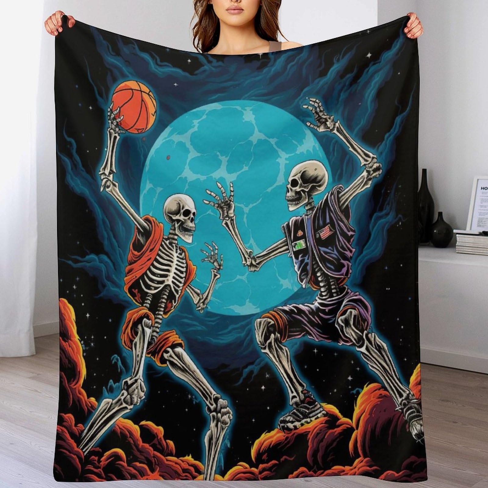 Couverture basket-ball flannel douce 130x180cm plaid polaire peluche lit