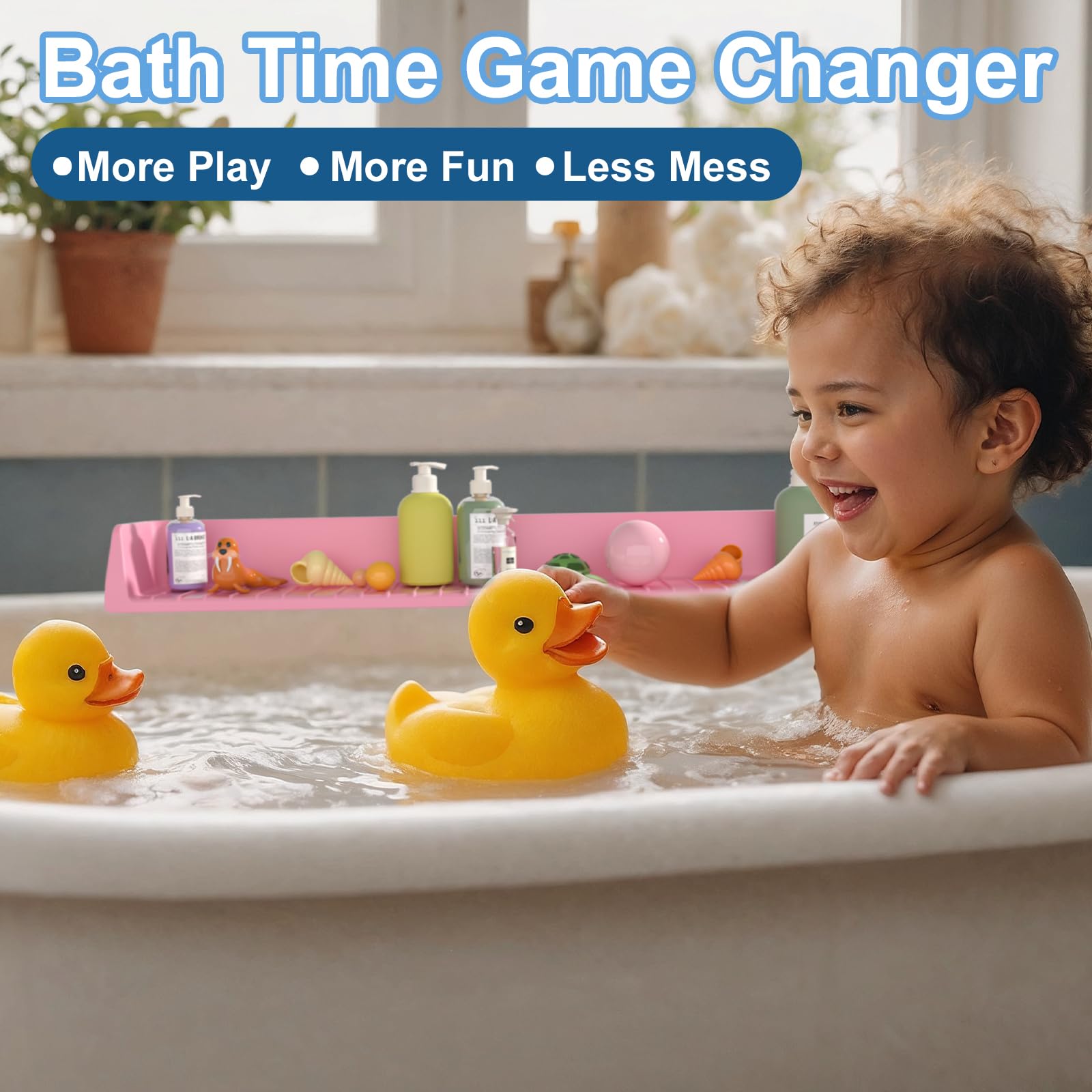 Spritzschutz für Badewanne, Kinder, Silikon-Spritzschutz, Spielregal, Badewanne, Wasserschutz, längeres Badespielzeug, Badewannen-Spritzschutz, verhindert Wasserspritzer im Badezimmer (7,8 m