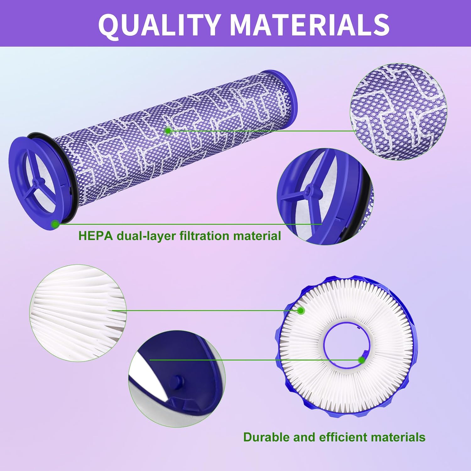 Filter Kit Compatible with Dyson DC41 UP13 DC65 DC66 UP20 Ball Animal 3 Ball Animal 2 Vacuums, Replacement Parts Feature 2 Post-Motor &2 Pre-Motor Filters, Replaces Part 920769-01,920769-03& 920640-01