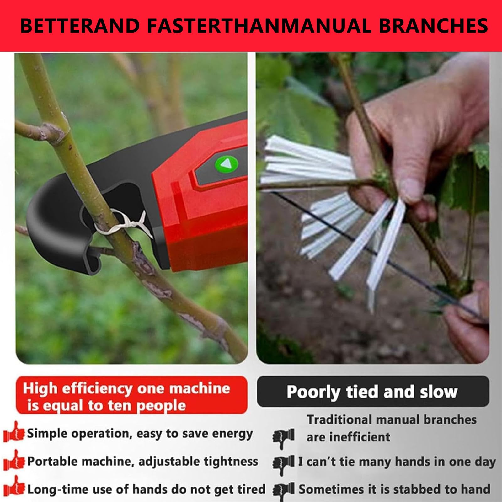 Legatrice elettrica per piante Legatrice per piante per legare pomodori, peperoni e cetrioli in modo rapido e semplice, ideale per giardinieri agricoltori, compresi pezzi di ricambio,2batteries
