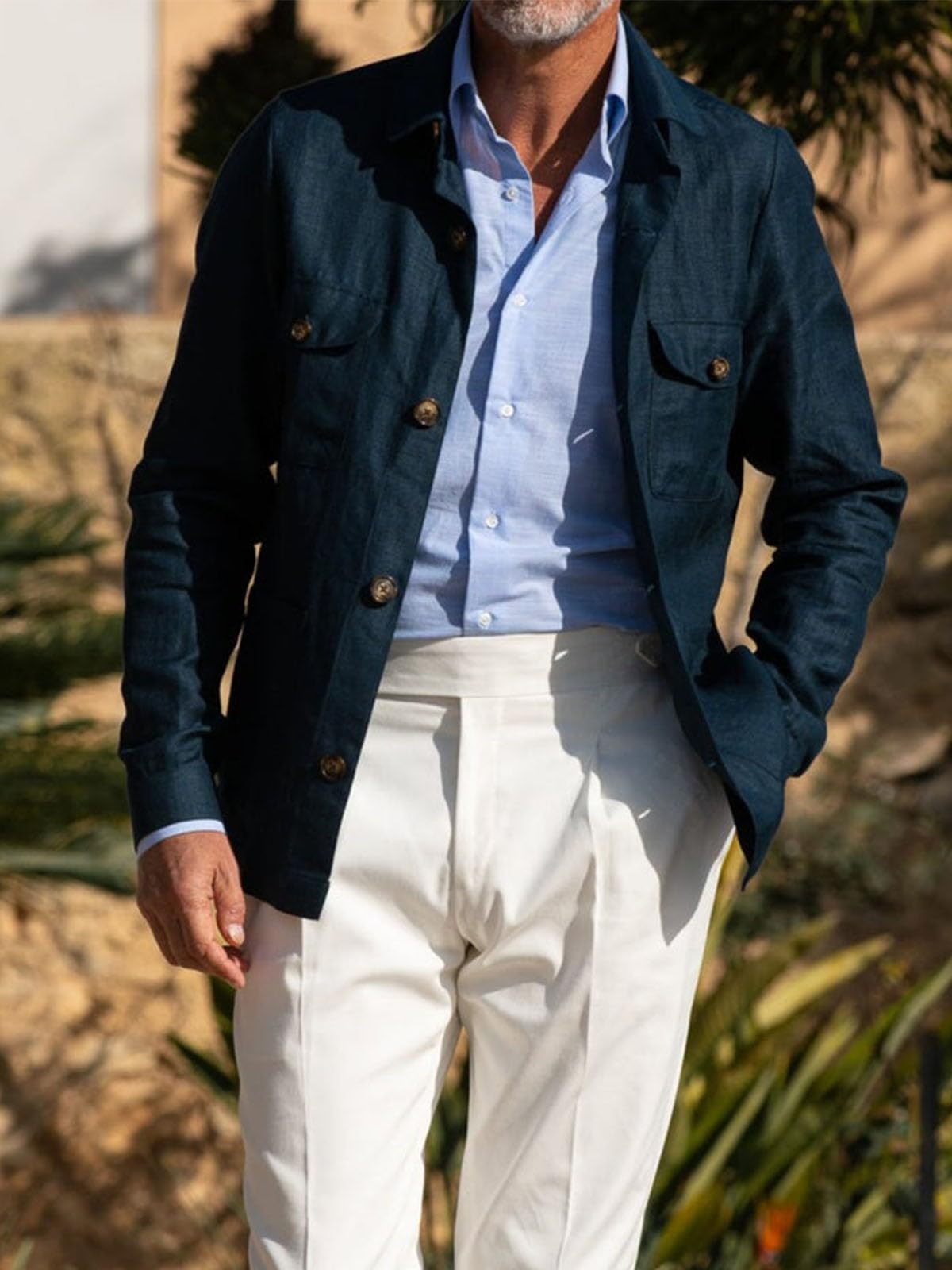 Giacca sportiva da uomo in lino casual monopetto Blazer Slim Primavera Estate Hacking Giacche Norfolk
