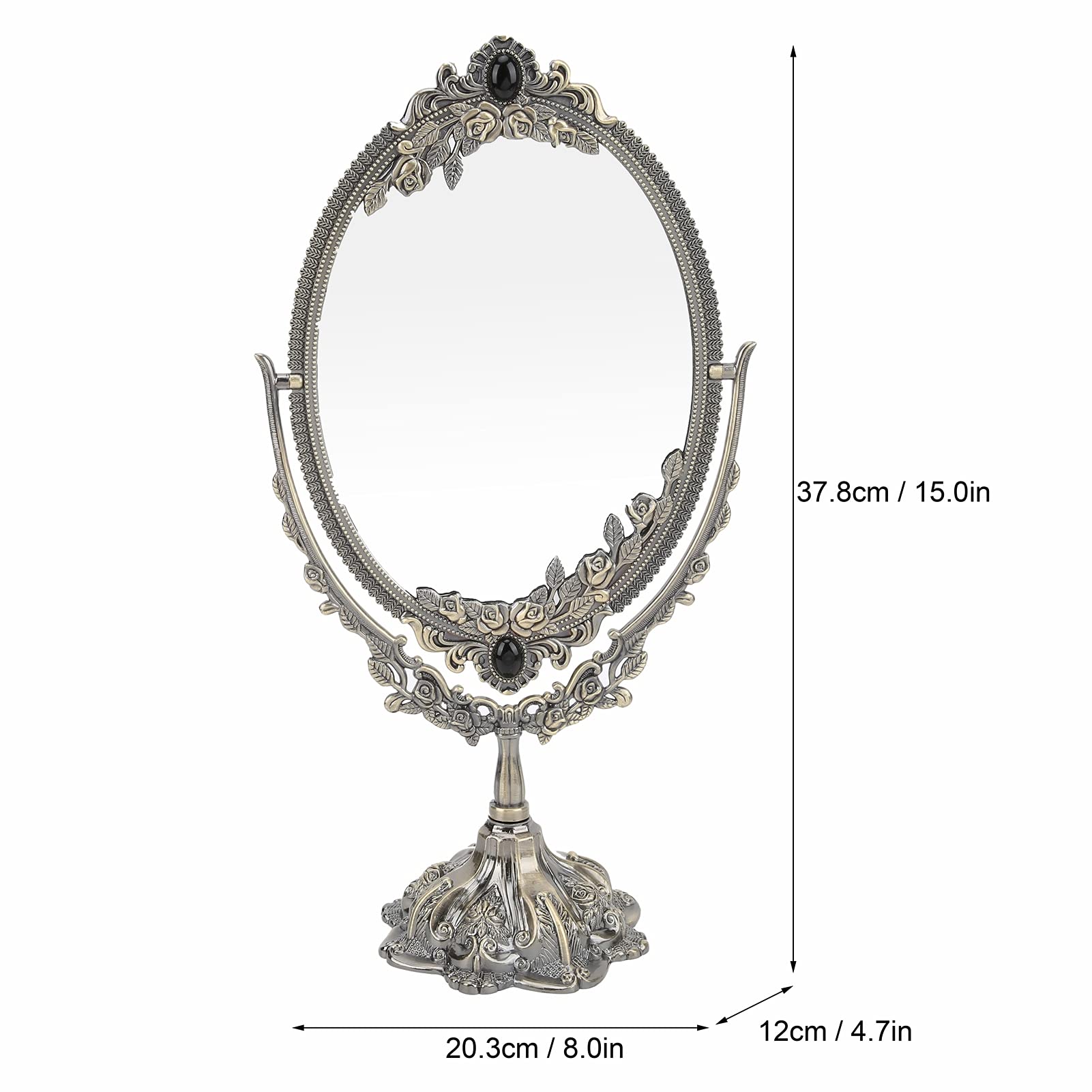 Tonysa Make-Up Mirror with 360° Rotation, Metal Antique Style (Tuba z