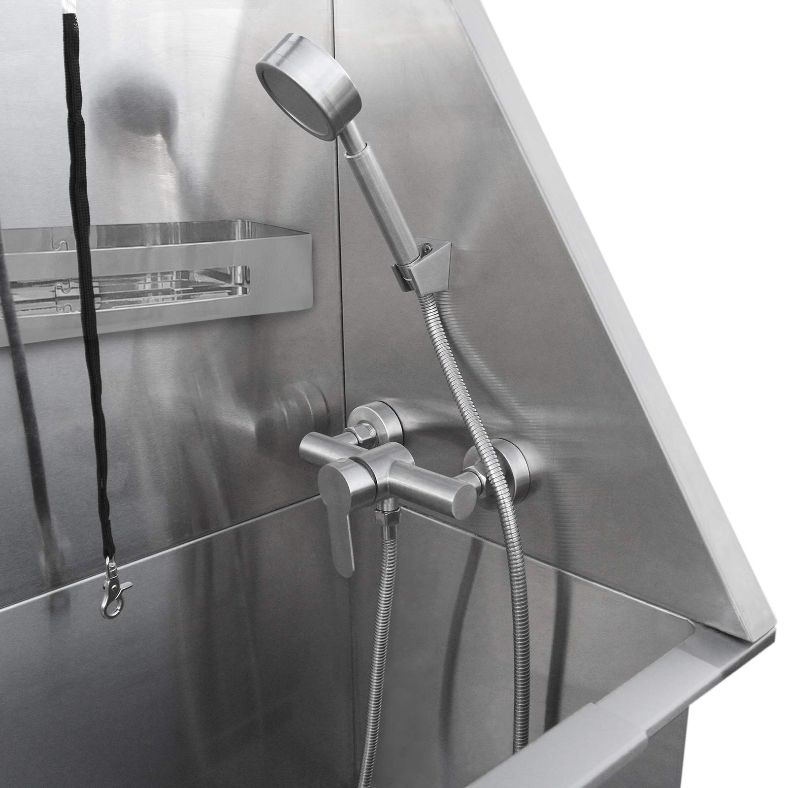 Monster Shop Baignoire de Toilettage Professionnelle Table Toilettage Chien 400mm en Acier Inoxydable Animaux de Compagnie Grand Bain de Toilettage
