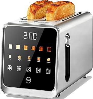 2-Slice Smart Toaster, Digital Touchscreen with Memory Function, 1.5" Extra-Wide Slots, 5 Bread Types & 6 Browning Settings, 900W for Fast Toasting, Defrost & Reheat Modes