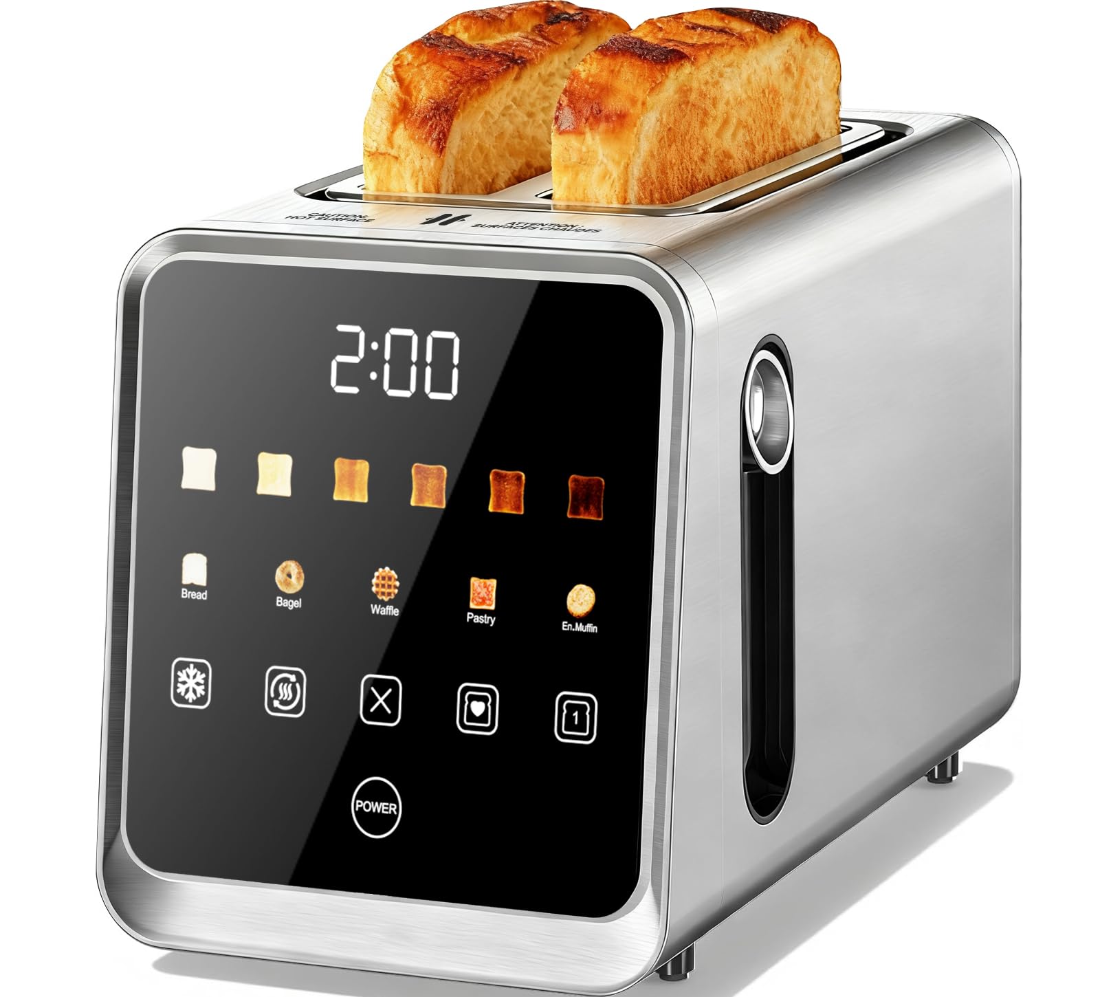 2-Slice Smart Toaster, Digital Touchscreen with Memory Function, 1.5" Extra-Wide Slots, 5 Bread Types & 6 Browning Settings, 900W for Fast Toasting, Defrost & Reheat Modes