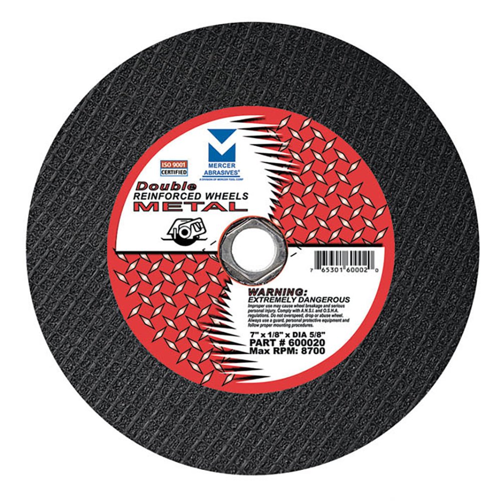 Mercer Industries 600020 Type 1 Metal Cut-Off Wheel, 7" x 1/8" x 5/8", 25 pack