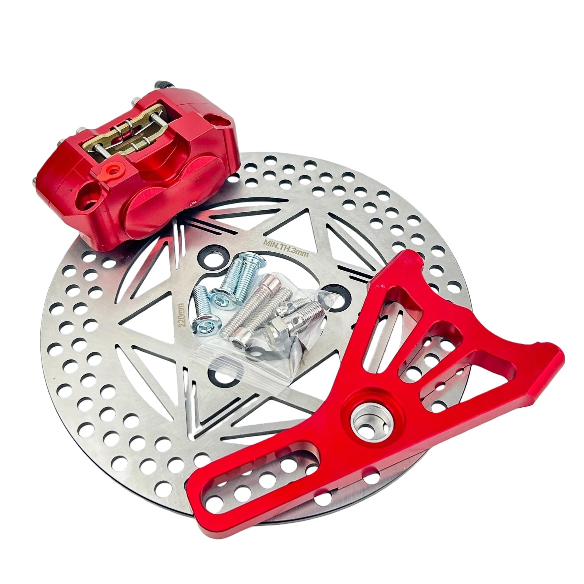 Disco freno flottante Staffa Adattatore E Pompa Lavorata Per Pinza Freno A Disco Da 220x70 Mm Per Scooter Moto Per Aerox BWS RSZ(Silver)