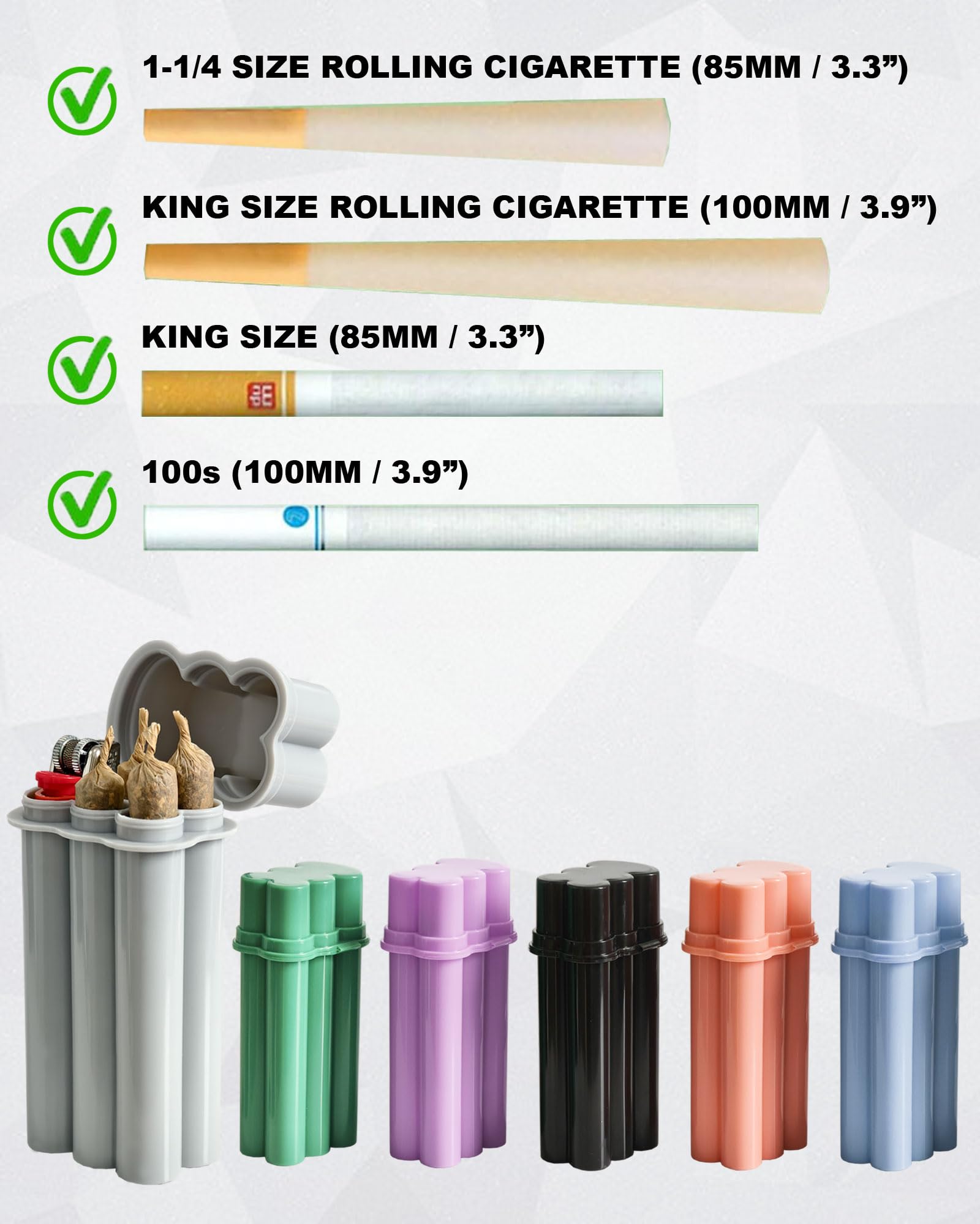4-Hole King Size Pre-roll Cone Holder Case, Cigarette Case for Regular Size Cigarettes & King Size, Small Container Lighter Box, Smoking Accessories for 1-1/4 Size Pre Rolled Rolling Paper: 3 PACK BLUE 4-6 Capacity