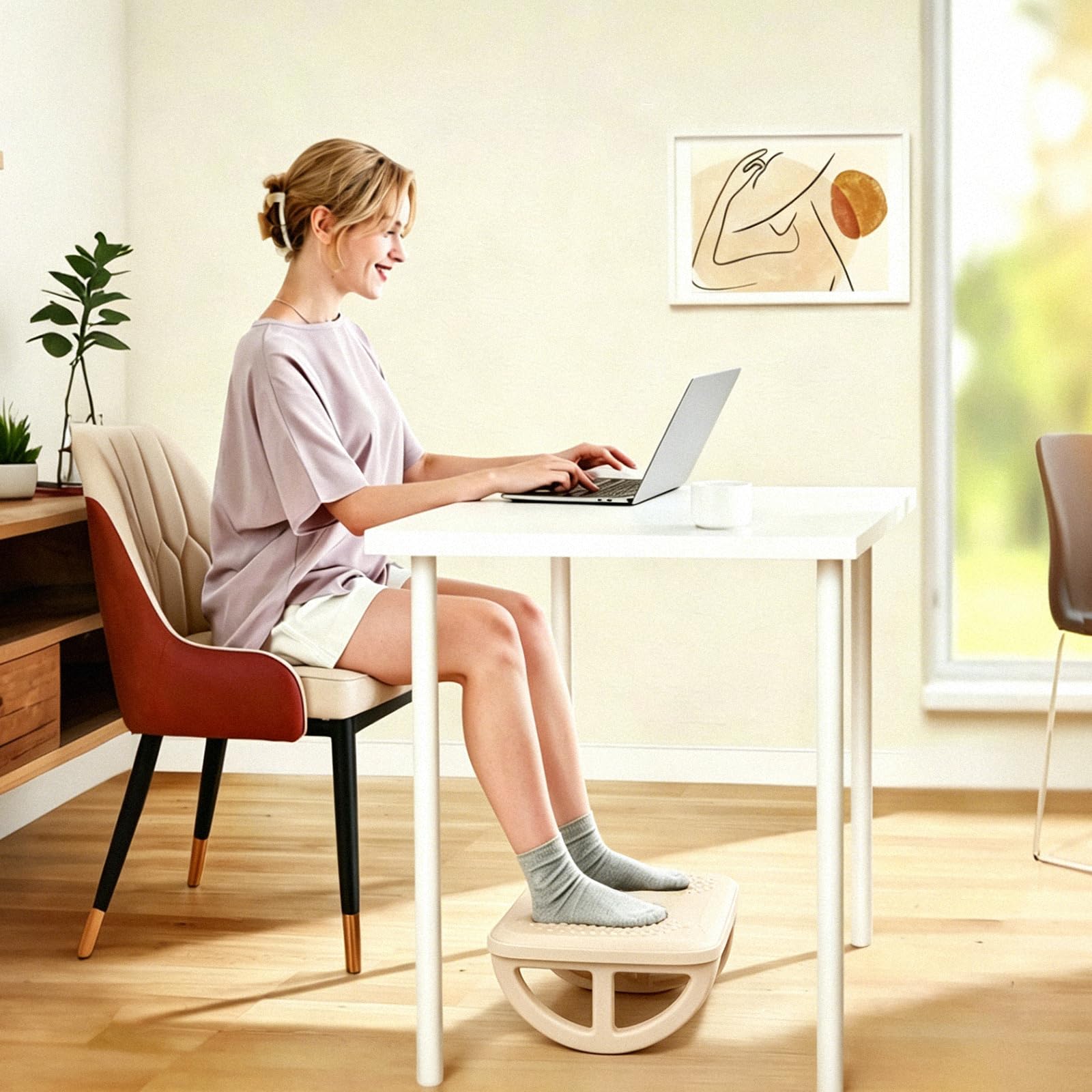 Poggiapiedi Ergonomico Sotto la Scrivania con Funzione Antiscivolo