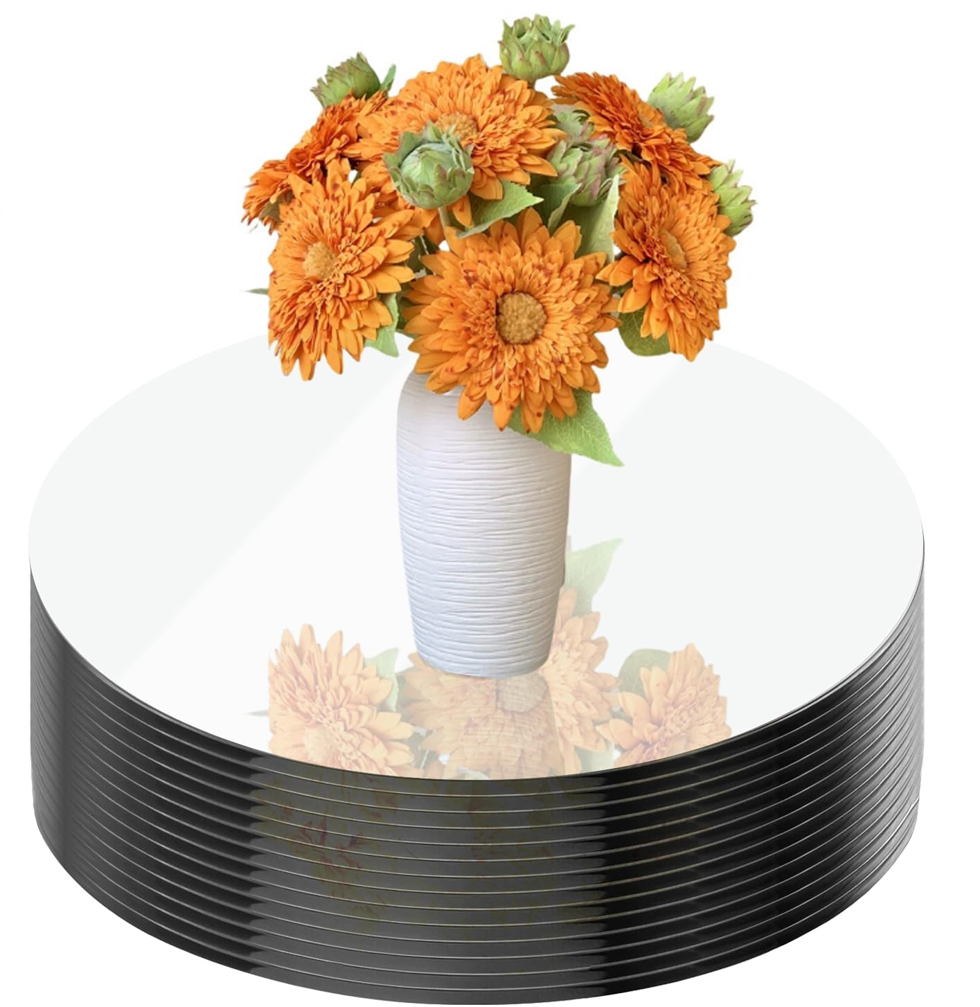 14Pack Round Mirror Centerpieces for Tables Decorations, 6inch Acrylic Round Mirror Trays Plates for Table Centerpiece Candles Wedding Baby Shower Christmas New Year Party Decor Crafts 2mm (6inch)