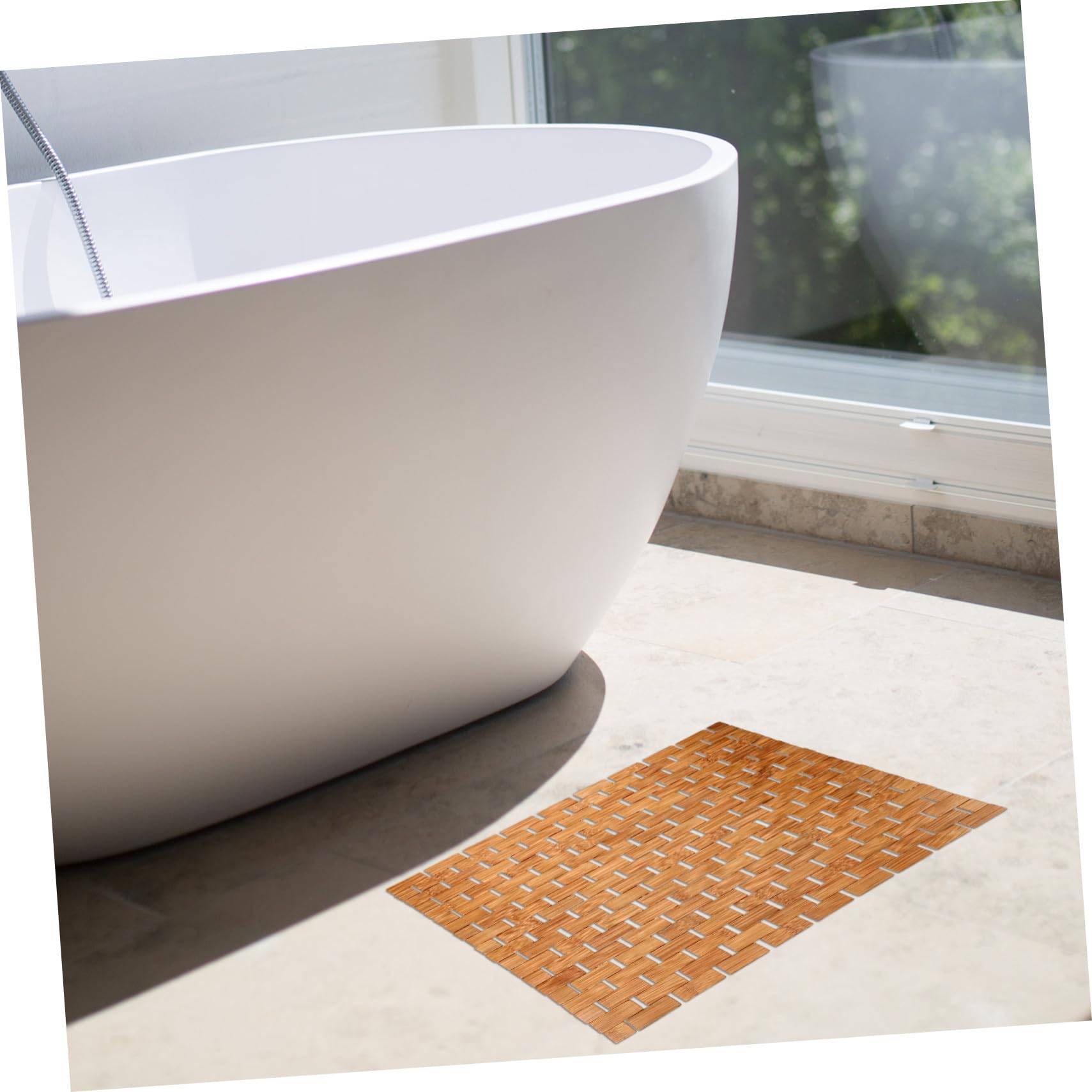 Mipcase Alfombra Superficie Lisa de Bambú Antideslizante Baño de Baño y Diseño Resistente Adecuado para Cocina