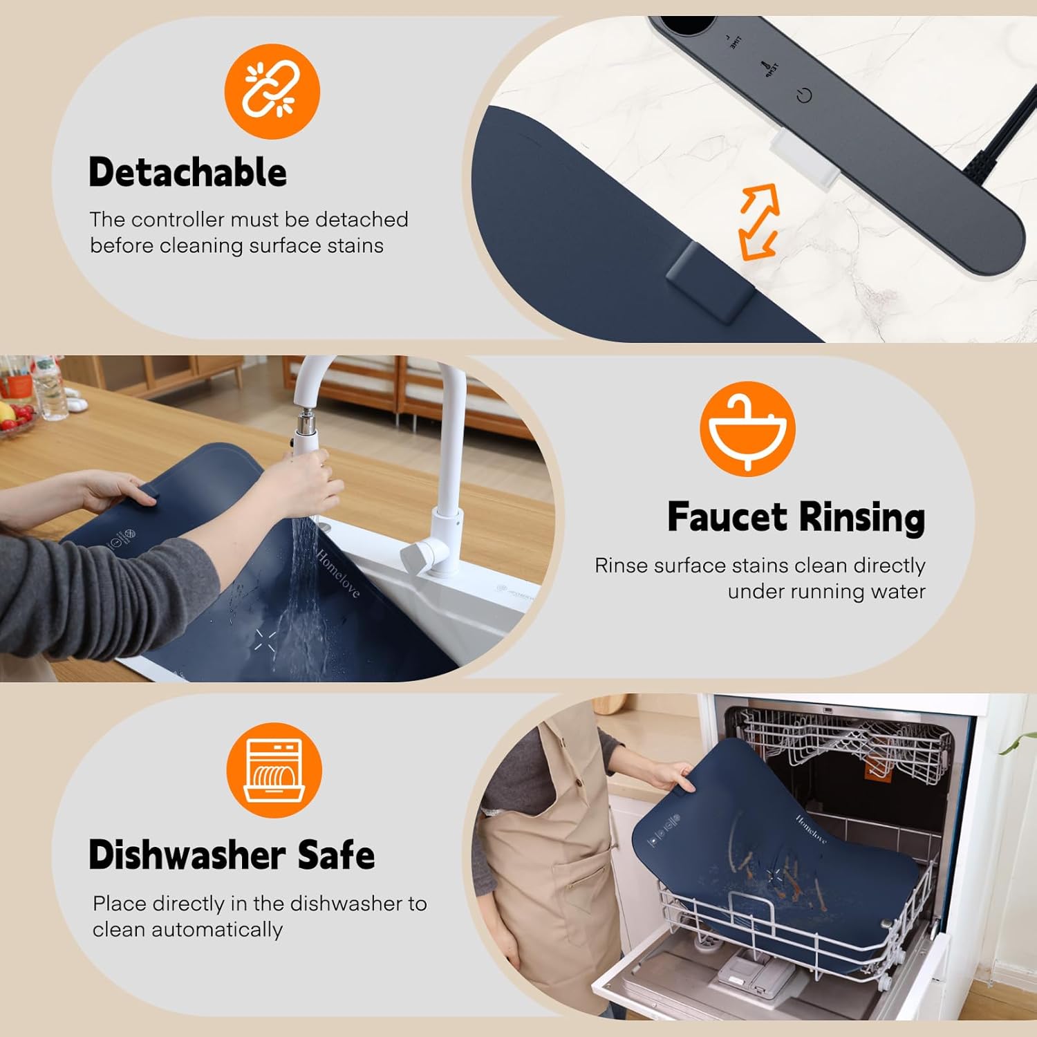 Homelove Warming Mat for Food - Electric Warming Tray with 6-Level Temperature and Hours Setting, Full Surface Graphene Heating, Waterproof Dishwasher-Friendly Food Warmer for Parties, Kitchen (Blue)