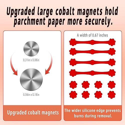 Miniatura 4 de 12 imanes para freidora de aire para papel pergamino, hebilla de silicona magnética para sujetar los forros de bloqueo, desechables de forma segura,