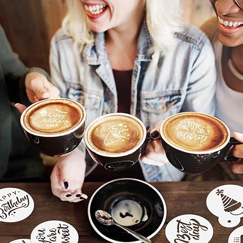 Miniatura 7 de 20 piezas de plantillas de galletas para cumpleaños, plantillas de galletas para decorar para cumpleaños, moldes reutilizables para pastel de café,