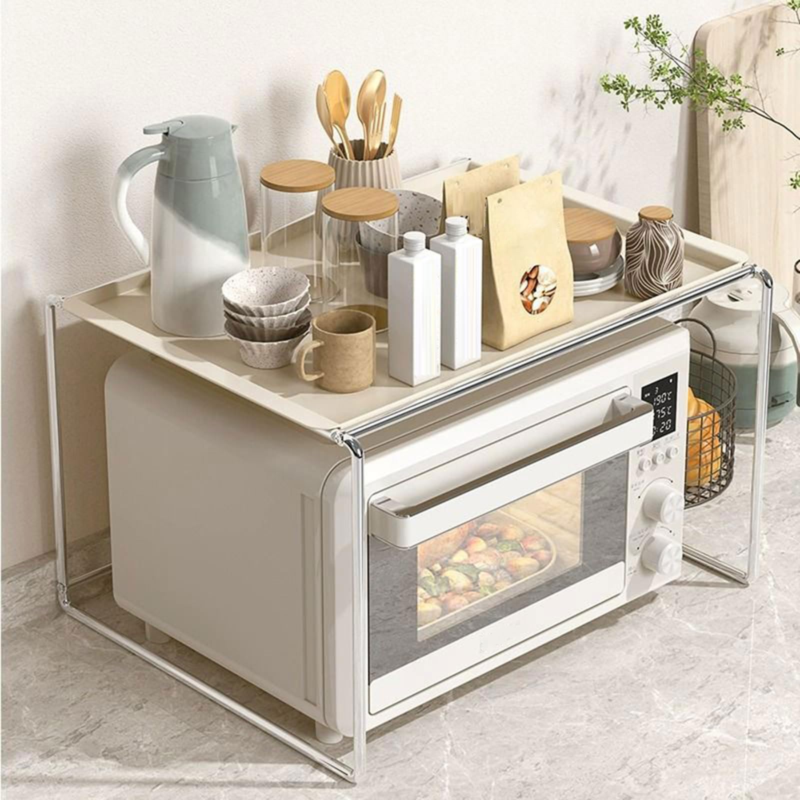 Mikrowellen Regal Standregal Mikrowellenhalter,Edelstahl,herausnehmbares Tablett,Standregal Mikrowellenhalter Bäcker Regal Organizer,für Arbeitsplatte,Bäckereiregale,Küchenorganizer
