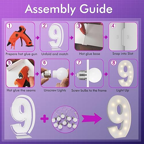 Vista 79 de Marco de números iluminados de 4 pies precortado, números de marquesina gigante, números 7, números de mosaico para globos, decoraciones de Número