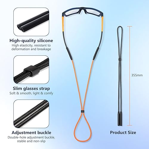 Miniatura 4 de 80Days Correa ajustable para gafas Retenedor de nylon para gafas y gafas de sol con agarres de silicona, ajuste seguro