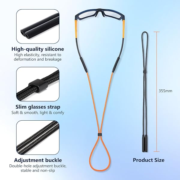 80Days Adjustable Nylon Eyeglass Cord - Eyeglass Strap with Silicone Tips, Secure Hold for Eyeglasses and Sunglasses, Ideal for Sports, Reading and Daily Use - 4