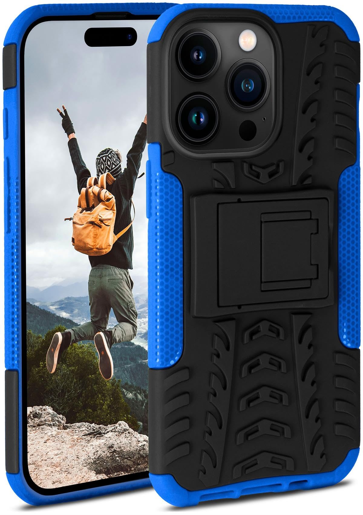 Coque Apple iPhone 15 Pro ONEFLOW blindée avec support bleu noir - 8