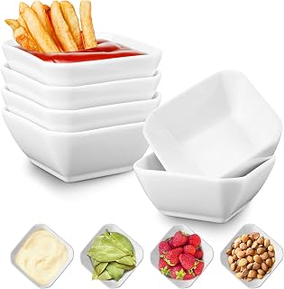 Mfacoy 6-Pack 3oz Ceramic Soy Sauce Dishes - Stackable Dipping Pinch Bowls for Sushi, Ketchup, BBQ, Condiments