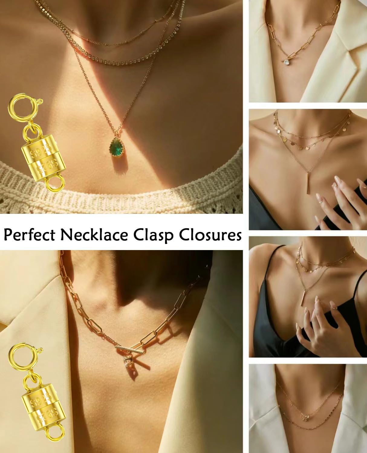 925 Silver Magnetic Necklace Clasps, Magnetic Necklace Clasps and Closures for Bracelet Necklace Extender, 2pcs-10pcs Bead Claw Clasp for Necklace Bracelet Earrings (4pcs Silver) - Image 7