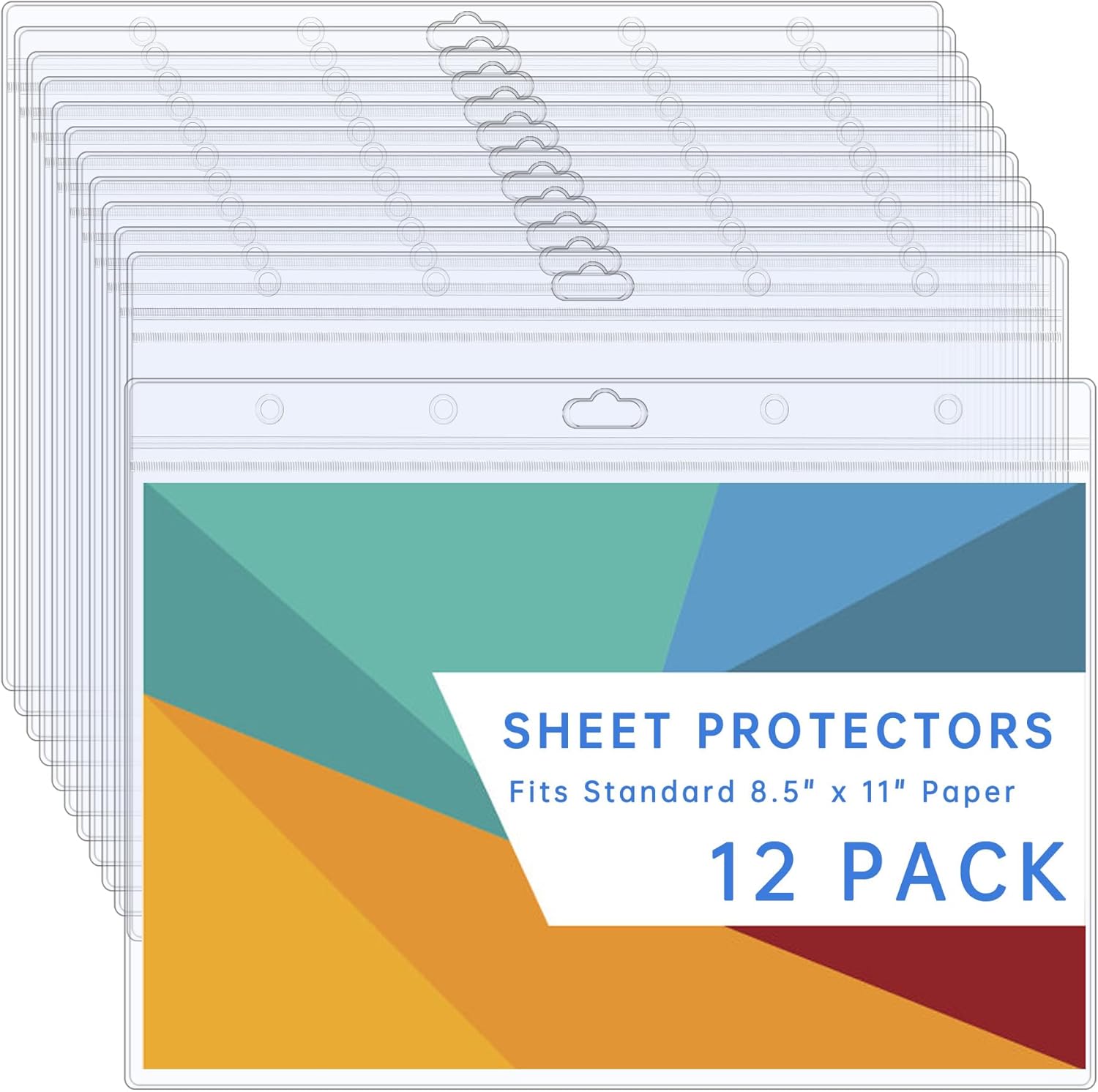 AKONEGE 12PCS Hard Sheet Protectors 8.5 x 11 Waterproof Resealable Zip Page Protectors Clear Hard Plastic Sleeves for Photos Birth Certificate, Heavy Duty Document Holder Wall Sign Holder, Horizontal