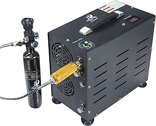 TUDIVING-4500Psi/300Bar Diving Compressor, | 800W Dual-Cylinder Drive | Auto Stop | Fast Inflation | Built-in Fan | High Pressure Compressor for Paintball/Air Rifle/Scuba Tank