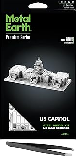 Fascinations Metal Earth Premium Series US Capitol 3D Metal Model Kit Bundle with Tweezers
