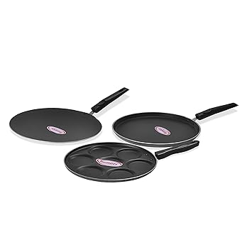 Sumeet Non Stick Aluminium Tawa, Silver, 3 Pieces