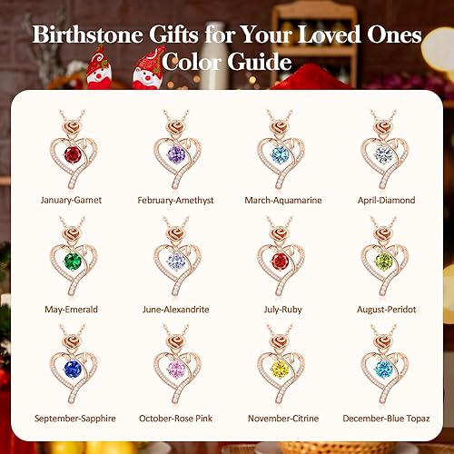 Miniatura 6 de Collar para mujer, regalos para esposa, novia, aniversario de boda, collares de regalo para mujeres, cumpleaños, oro rosa de 18 quilates, regalo de