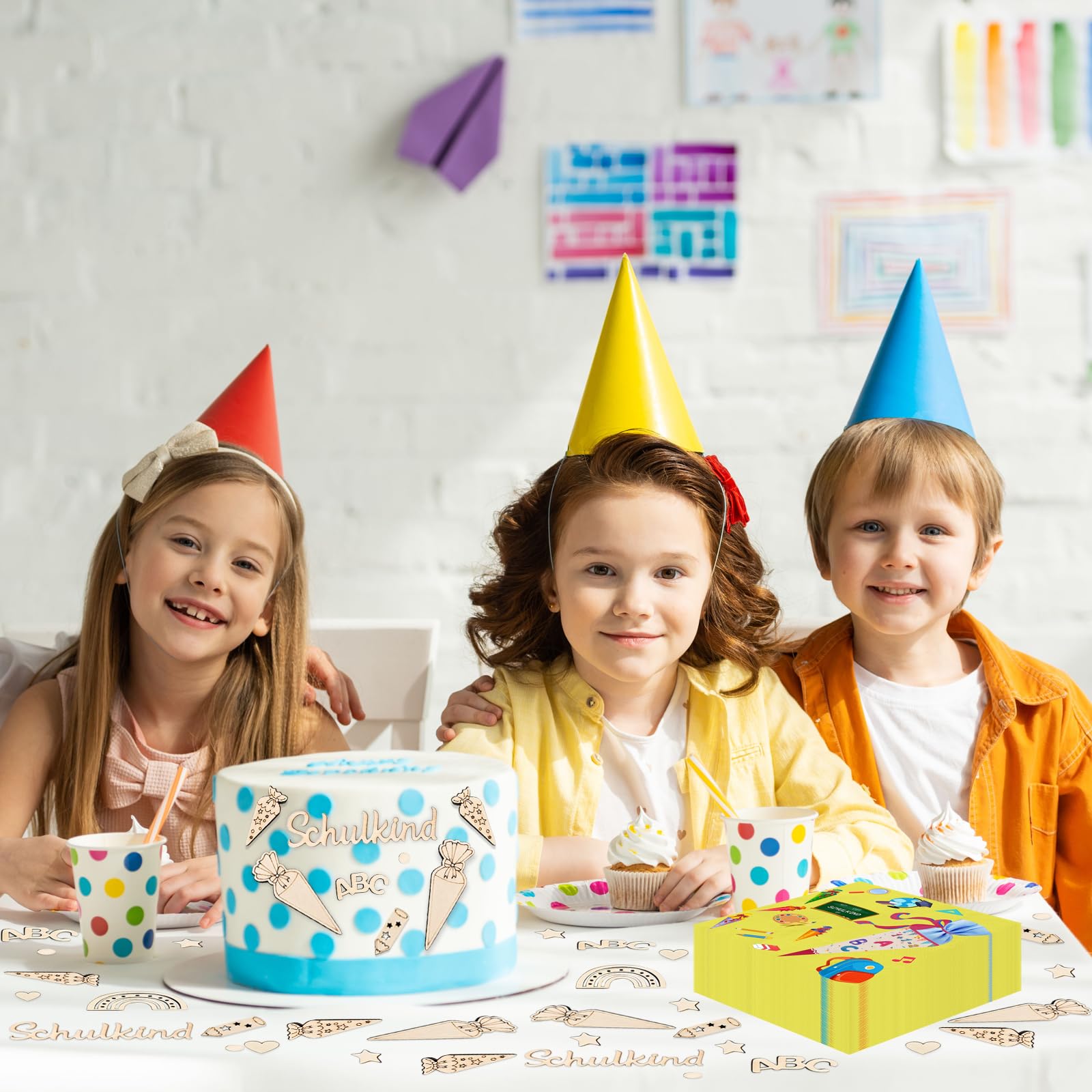 40 Serviettes De Table Arc-en-Ciel - 33x33 Cm, Pour Anniversaire Enfant, Rentrée, Fête - 2