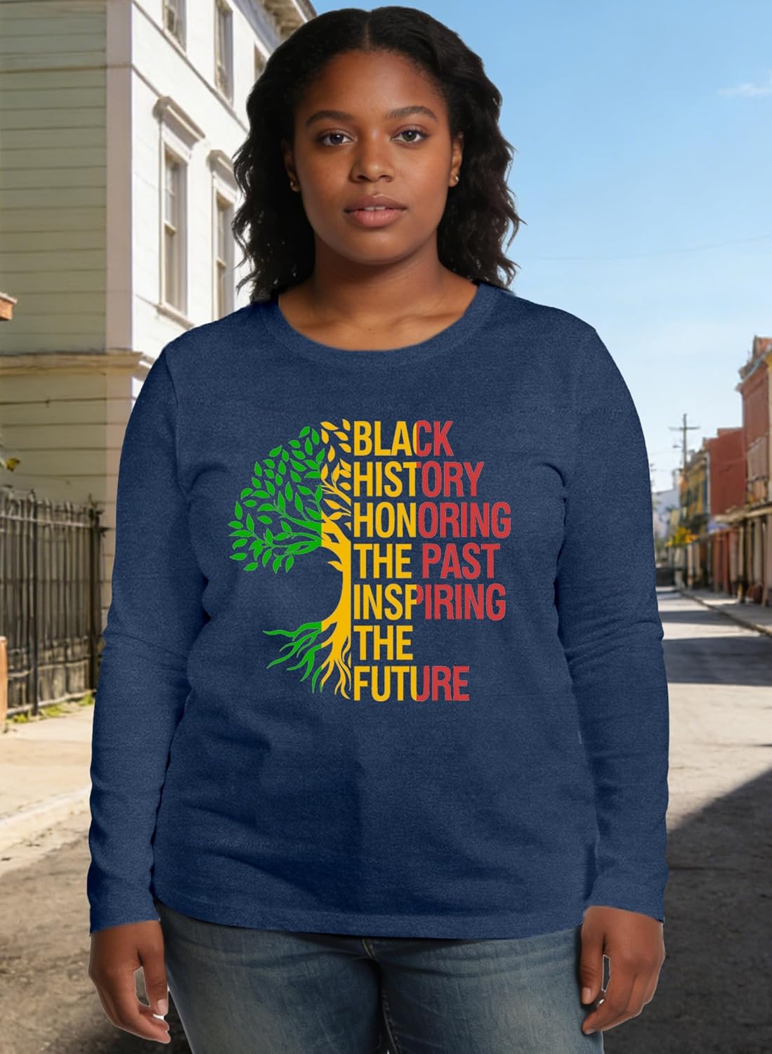 Black History Shirts for Women Black History Month Long Sleeve T-Shirt African American Tee Tops - Image 2