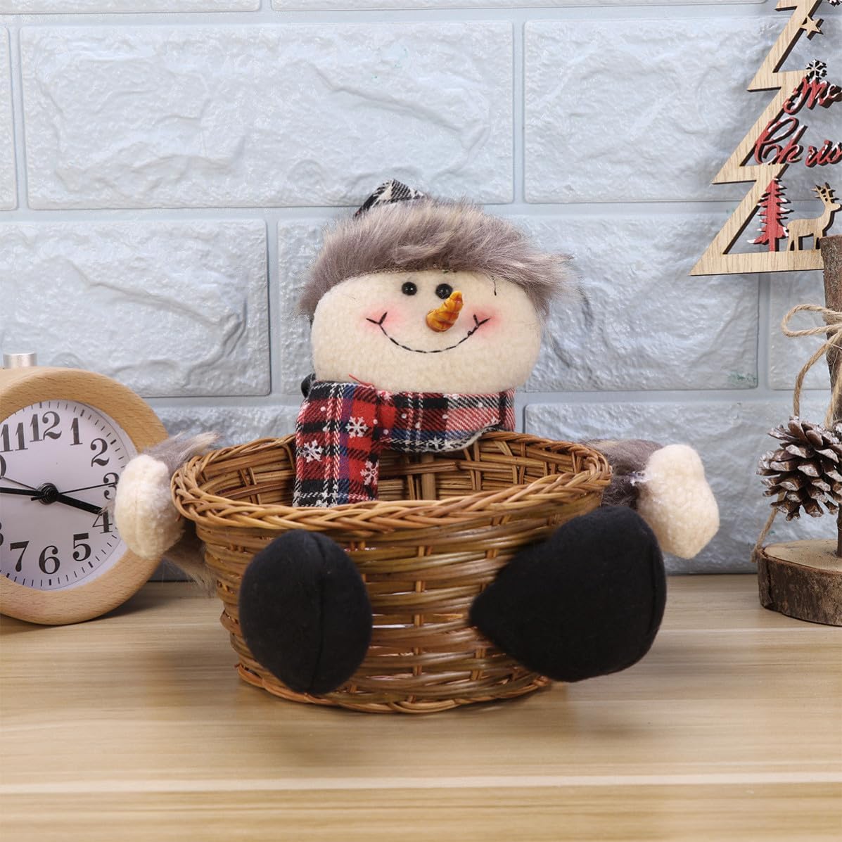 Snowman Christmas Xmas Basket Ornament Cloth Storage for Party