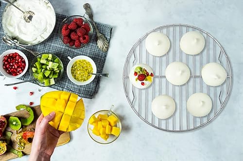 Miniatura 7 de P&P CHEF Estante de cocina redondo, 3 piezas de acero inoxidable para hornear y asar al vapor, se adapta a freidora de aire, olla a presión, sartén