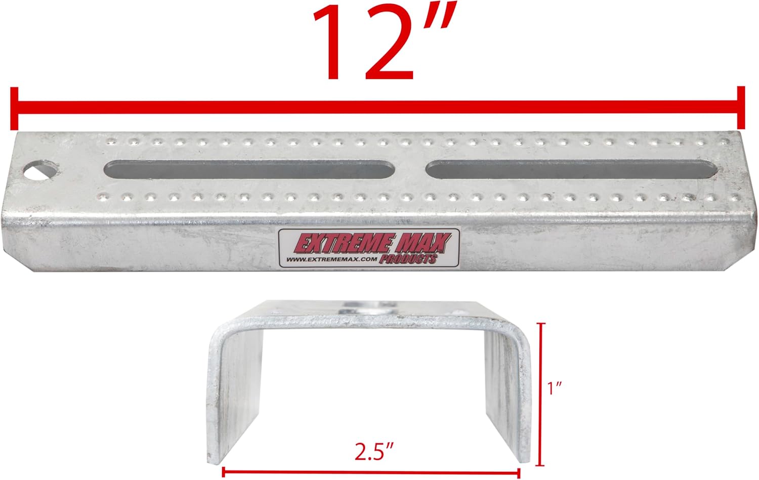 Extreme Max 3006.7067 12" Galvanized Swivel-Top Bunk Bracket with Hardware for 1.5" x 3" Trailer - 4-Pack