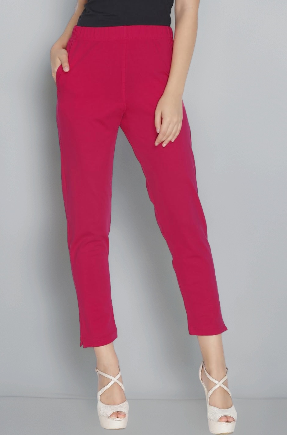 Lyra Women Solid Premium Cotton Kurtipant | Mid-Waist | Fashionwear