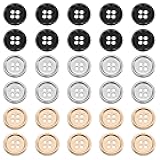 Mormchlots 30Pcs Metal Sewing Buttons, 15mm 4-Hole Button, 3/5