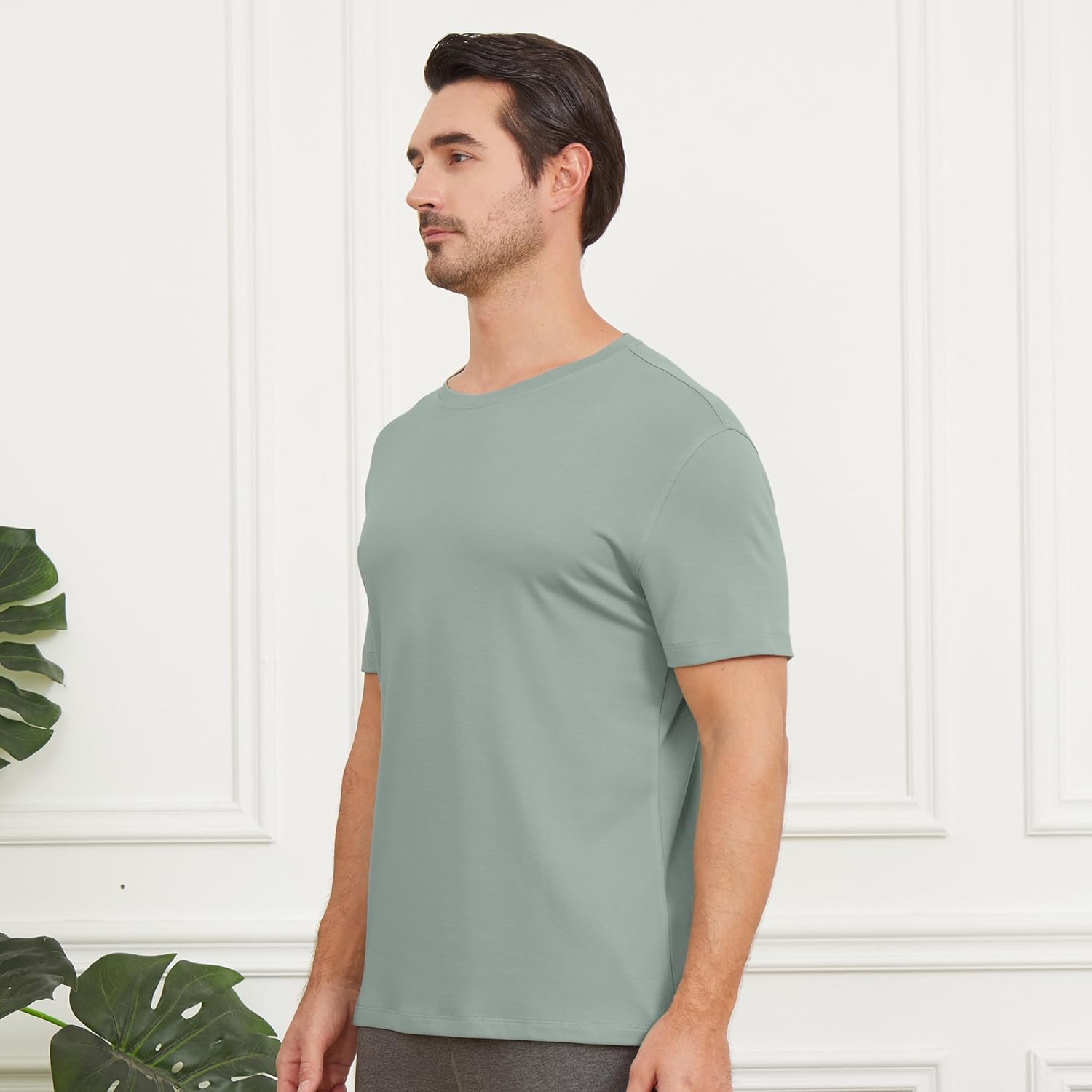netdraw Men's Heavyweight Interlock Bamboo Viscose T-Shirt Buttery Soft Casual Basic Short Sleeve Dressy Cotton Shirt - Image 3