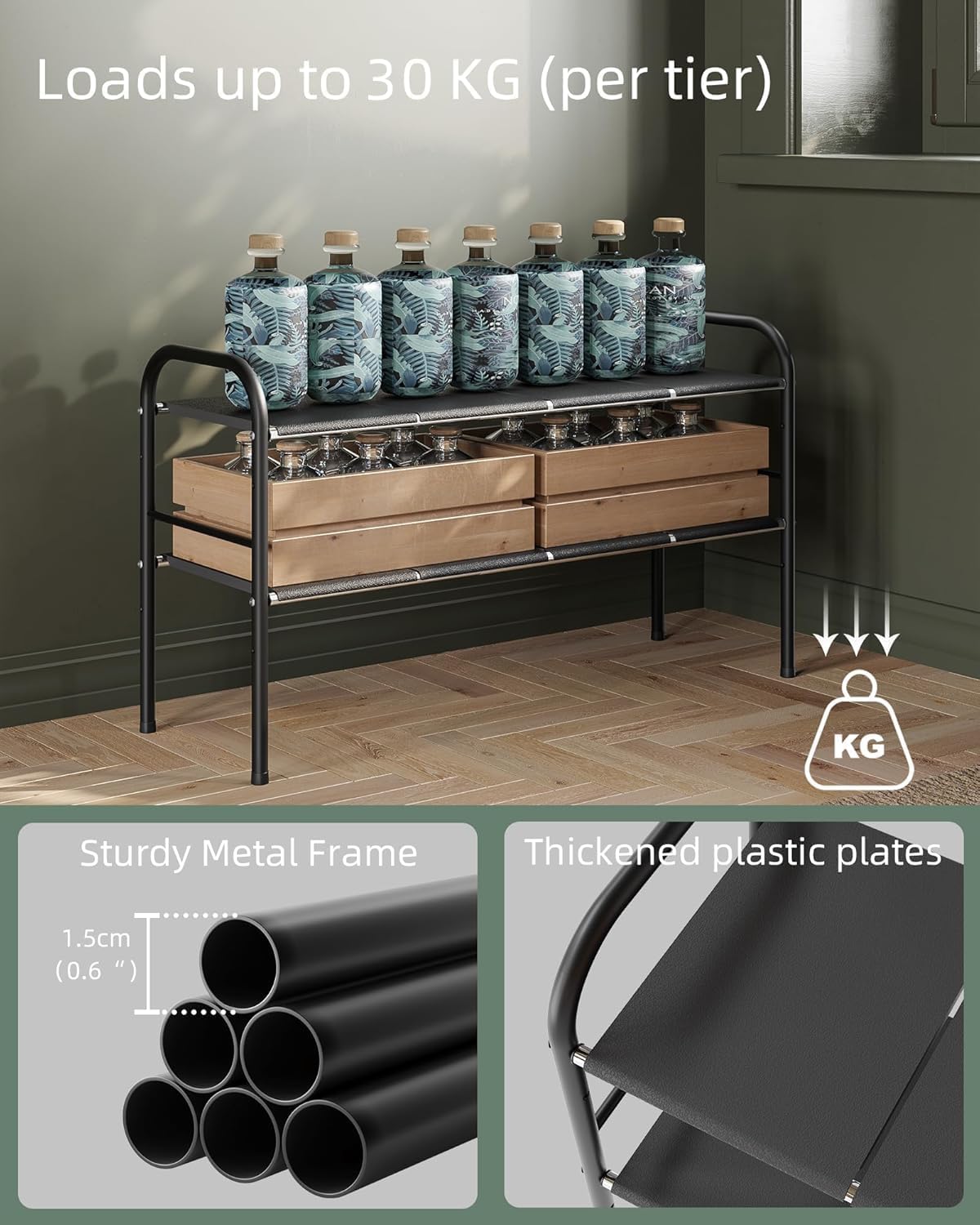 NETEL Under Sink Organizers and Storage, 2 Tier Expandable Under Cabinet Organizer Shelf with 8 Removable Panels,Expandable Shelf for Cupboard,Kitchen,Bathroom,Shoe Storage Rack