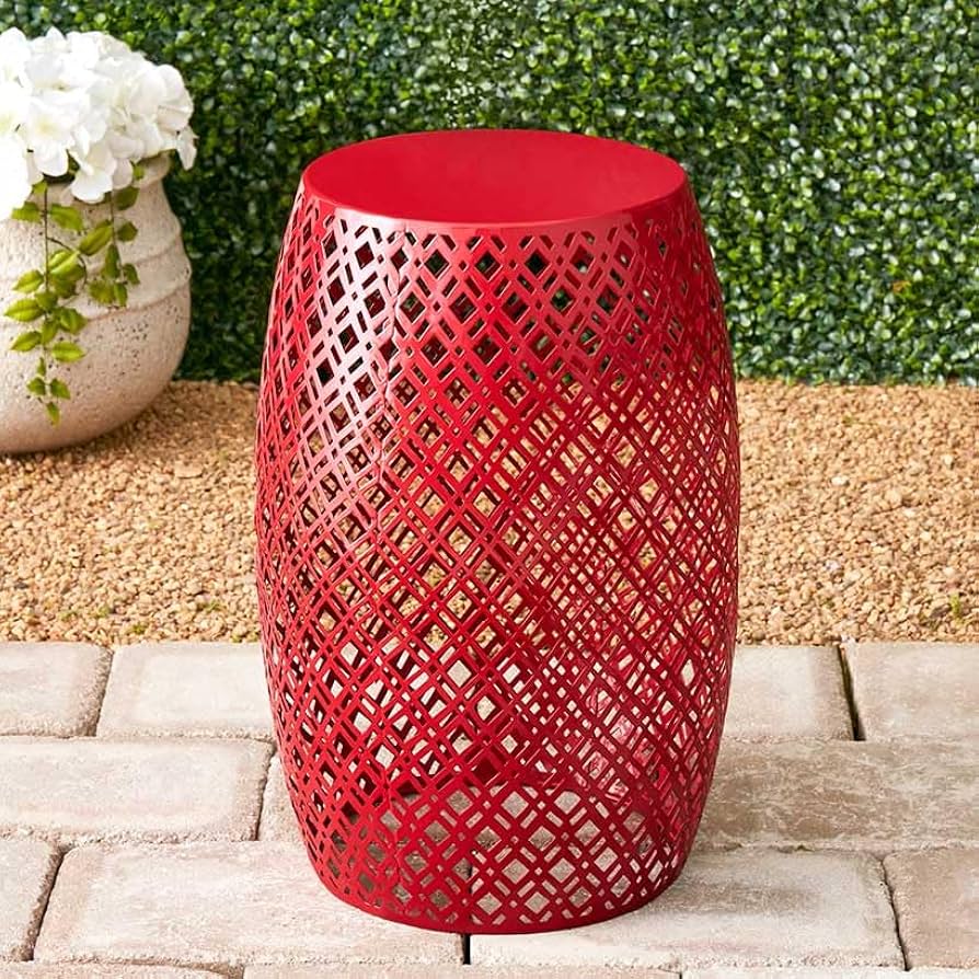 Amazon.com: The Lakeside Collection Metal Barrel Stool - Red Amazon.com: The Lakeside Collection Metal Barrel Stool - Red