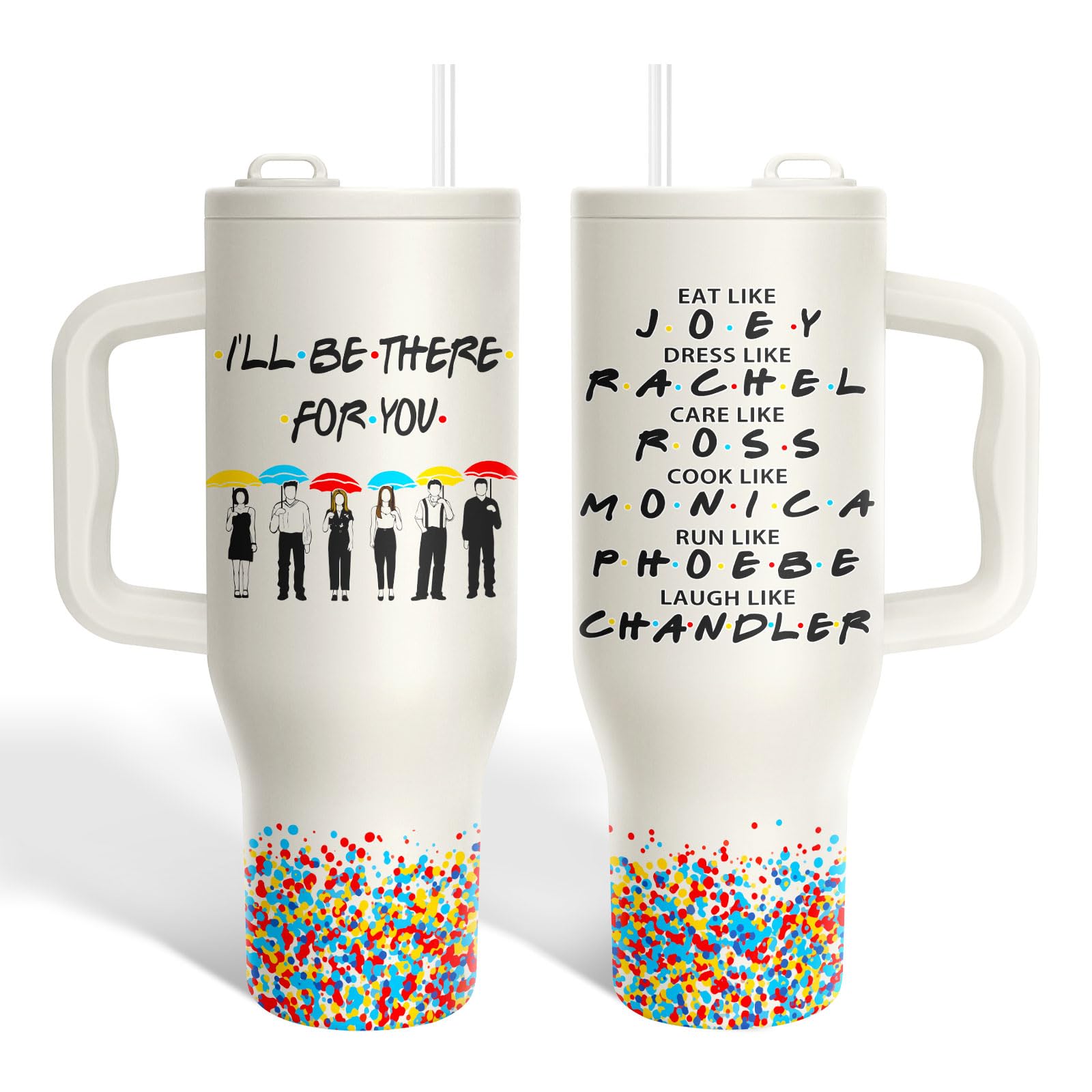 34HD Friends Tumbler 40oz with Handle &amp; Straw, Gifts for Friend and Besties